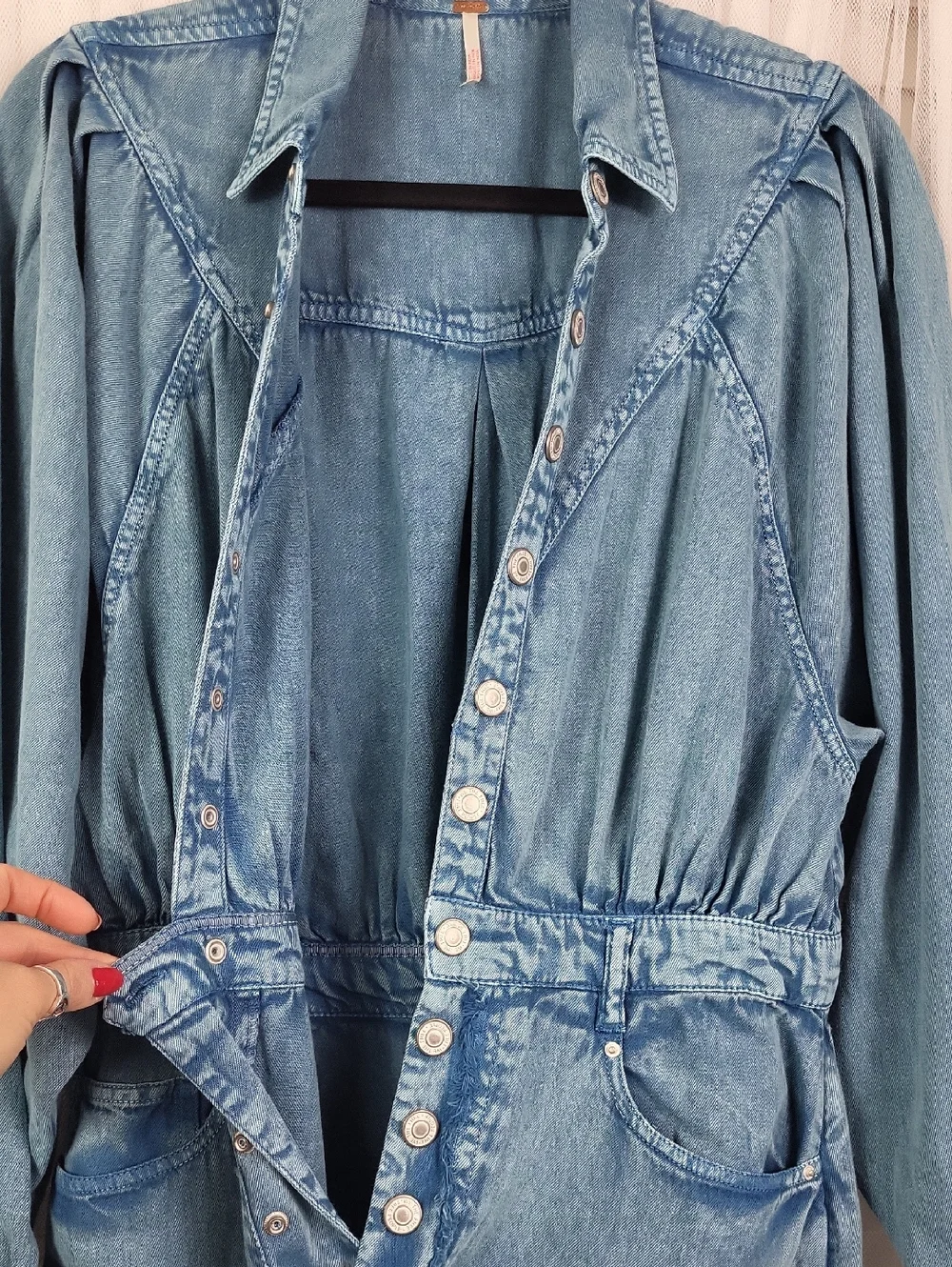 NWOT Free People mad love small denim midi dress‎ in Skyfall. Size M
